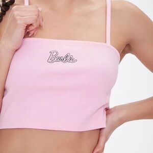 Forever 21 x Barbie Pink Logo crop Tank Top. Size Small